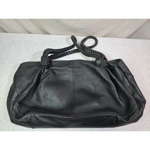 Black Leather Large Braided Handle Shoulder Bag. best quality I've ever seen